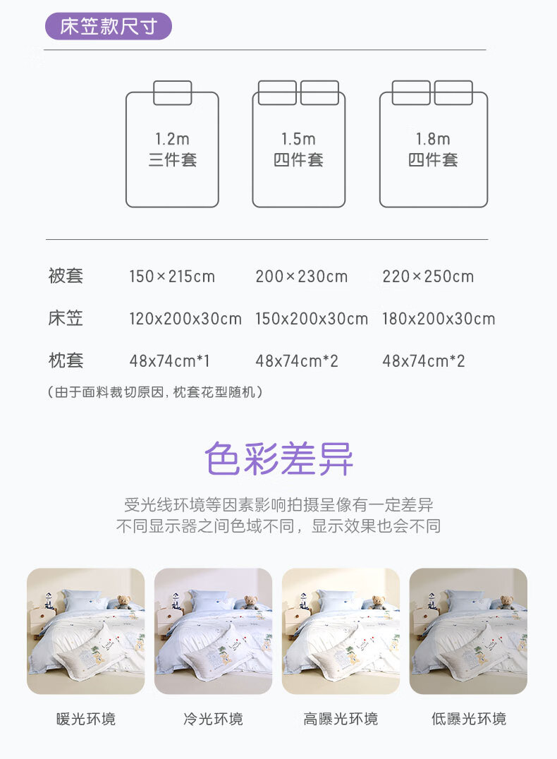 Luolaikids Three-Piece Set, Maternity A-Class 60-Count Ultra-Soft Pure Cotton Dormitory Single Bed Fitted Sheet And Pillowcase, Suitable for 1.2-Meter Bed 1