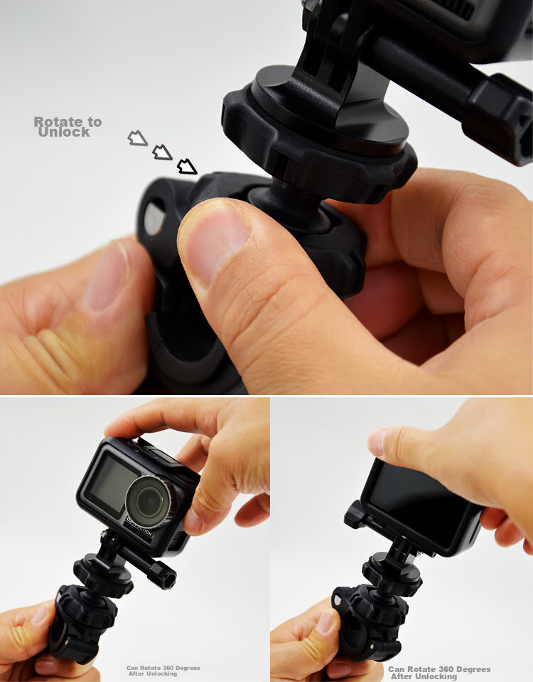 MAXCAM, Suitable for Insta360 X4 Motorcycle Aluminum Alloy Windshield Clip Mounting Bracket, Riding Clip Accessory 9