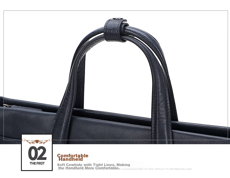 ELLE HOMME Men's Business Briefcase, Trendy Multifunctional Top-Grain Leather Handbag, Casual Horizontal Style Shoulder Crossbody Bag EA988201710 Black 16