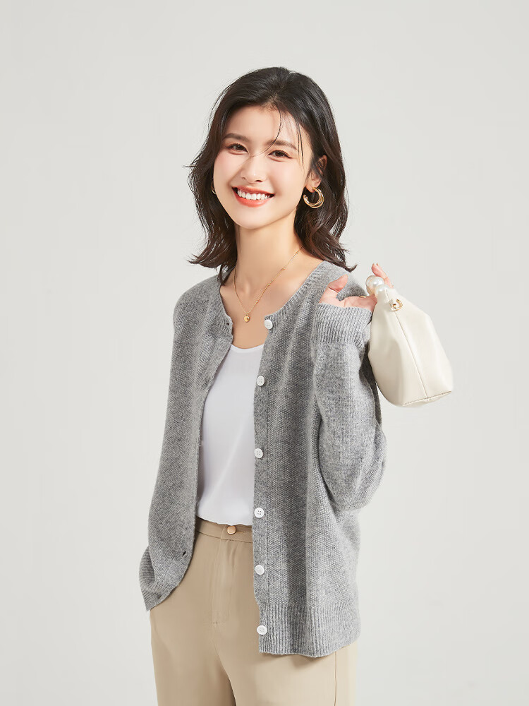 Jinju 100% Merino Wool Seamless Knit Cardigan, Autumn And Winter Classic Versatile Sweater Coat, Pure Wool Sweater for Women, Yellow-Green, Size L 18