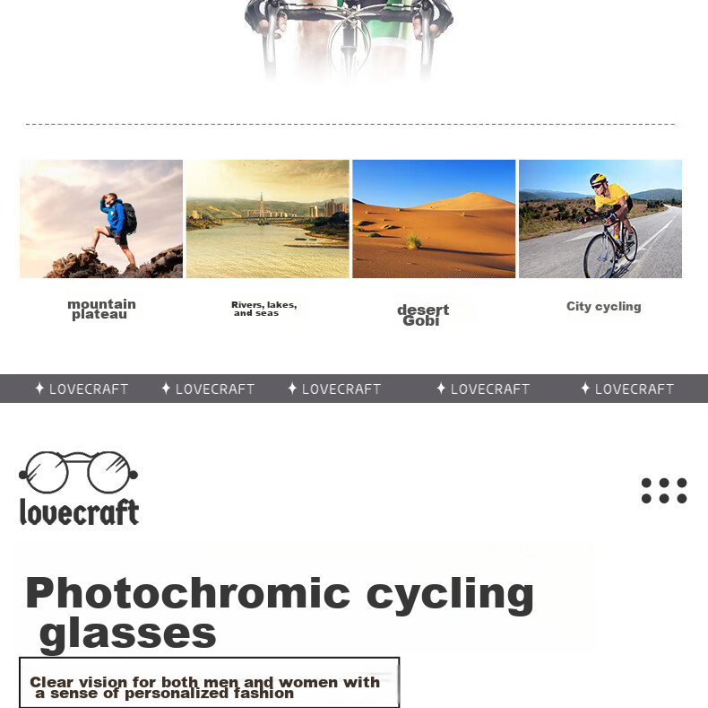 LOVECRAFT Photochromic Cycling Glasses with Black Frame And Gray Lenses, Day And Night Use, Windproof Mountain Biking Sunglasses with Goggles 17