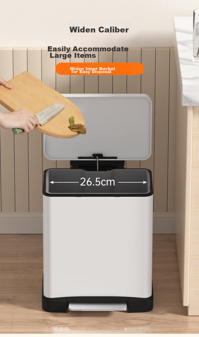 BOBO Stainless Steel Kitchen Trash Can, 20L Titanium Gray Foot Pedal Trash Can with Lid, Large Size for Living Room And Home Use, Model 8858 5