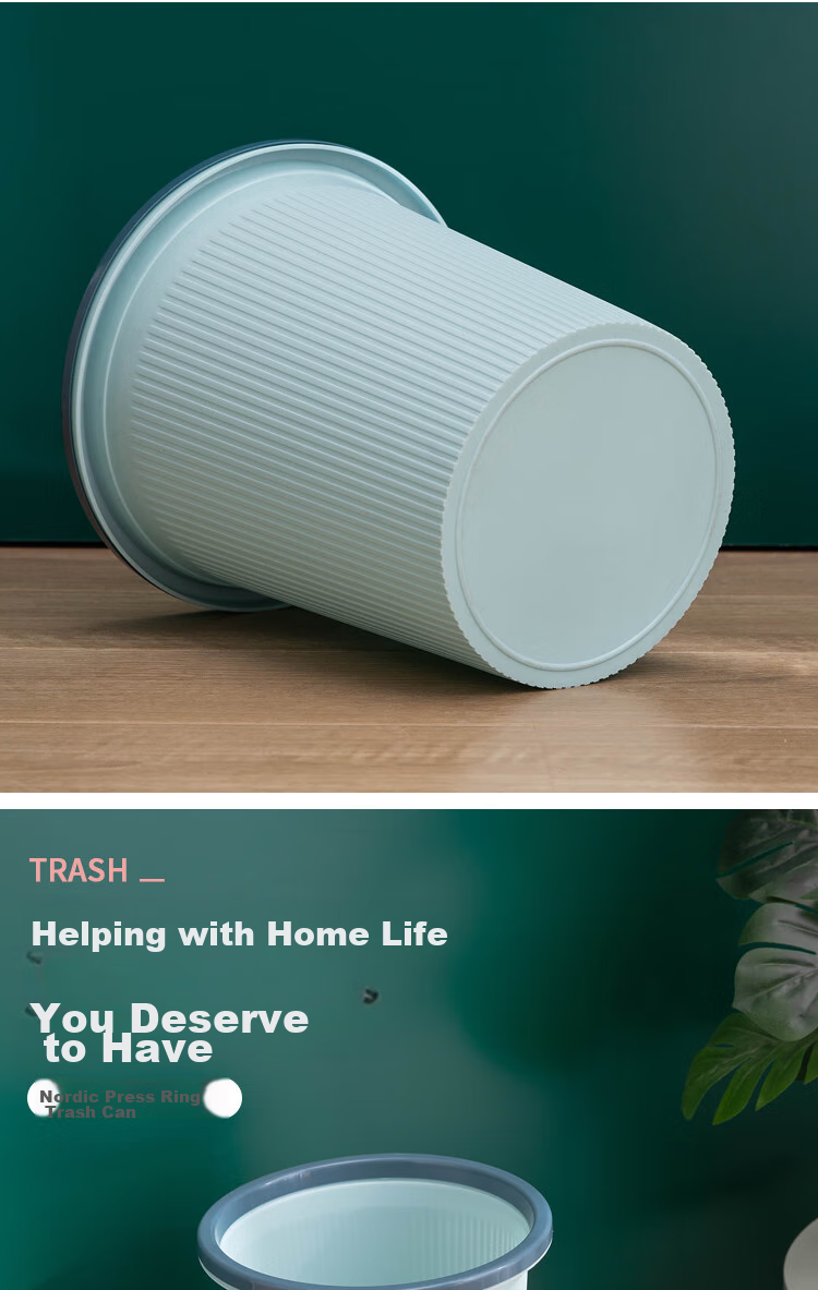 Dafurui 3-Pack Stylish Striped Trash Can with Pressure Ring, No Lid, for Living Room, Bedroom, Kitchen, Random Color 8