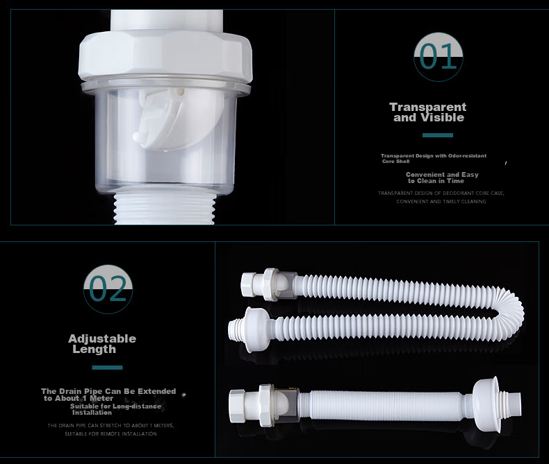 Submarine SQ-1 Basin Sink ABS Anti-Odor Drain Pipe, S-Bend Extendable Drain Pipe, Insect And Odor Preventio 15