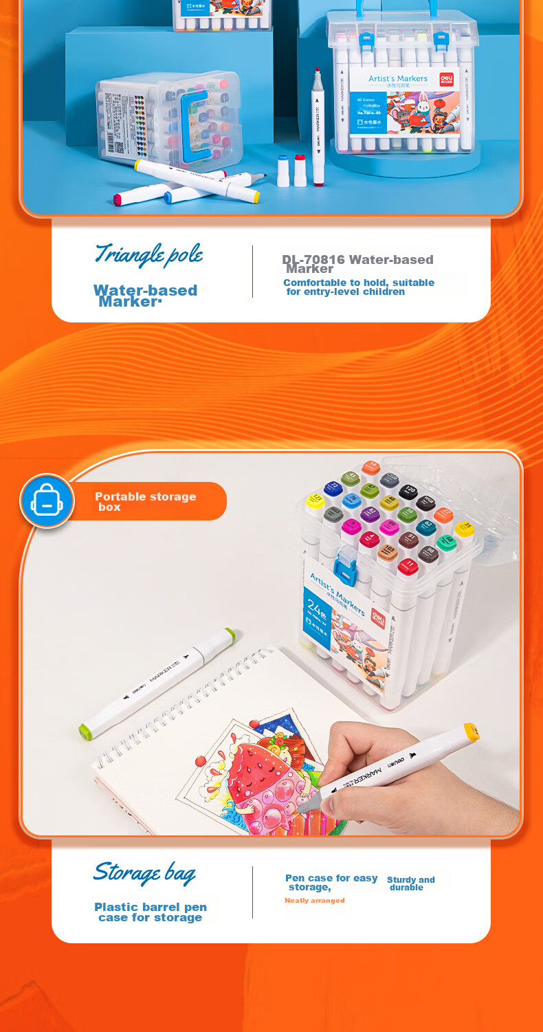 Deli Water-Based Markers, 12 Colors, Dual-Tip Square Barrel, Large Capacity, Quick-Drying, Alcohol-Free, Student Tree Commonly Used Watercolor Pens, Highlighters, Exam Gifts, Beauty Education Graduatio 4