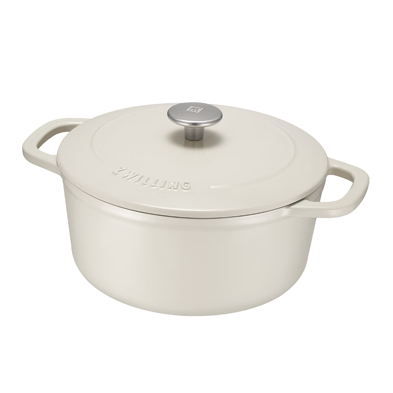 ZWILLING Enamel Cast Iron Pot, Seafood Pot, Soup Pot, Stew Pot, Braising Pot, Gas And Induction Compatible, White, 24cm