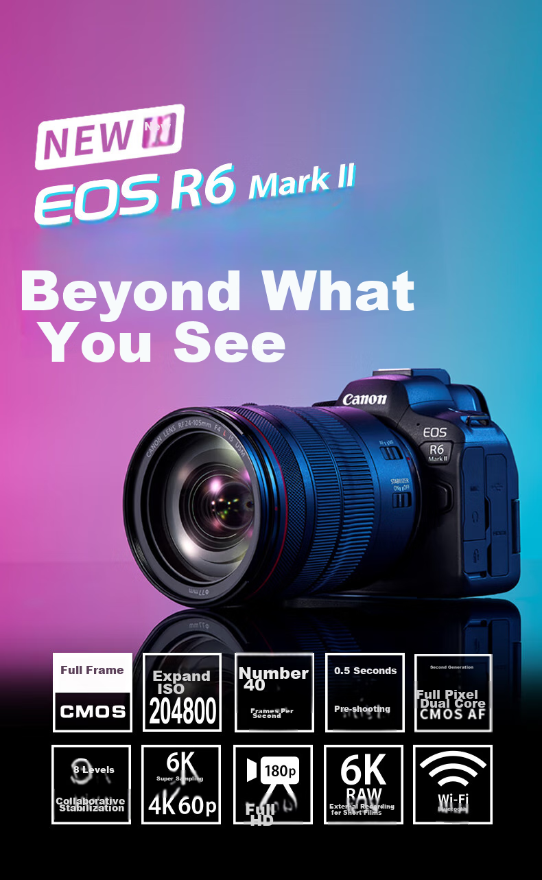 Canon [Official Flagship] R62 Mirrorless Camera, Vlog 4K Video, R62 Portrait Landscape Travel Photography Professional Grade, R6 Second-Generation Full-Frame Body 3