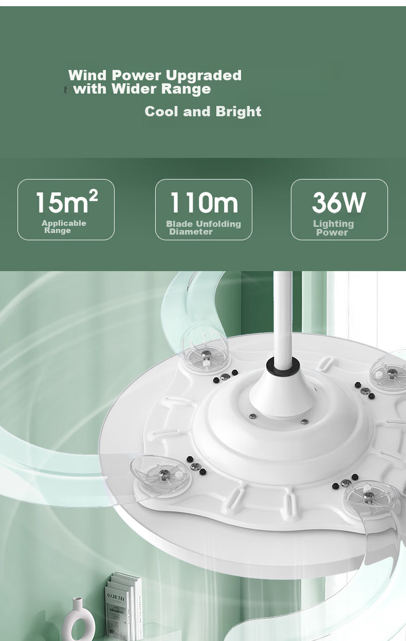 MICOE Ceiling Fan Light, Puli Eye Protection, Invisible Blades, Remote Control Dimming, Zhongshan Lighting Fixture with Installation Included - Lingxiao 7