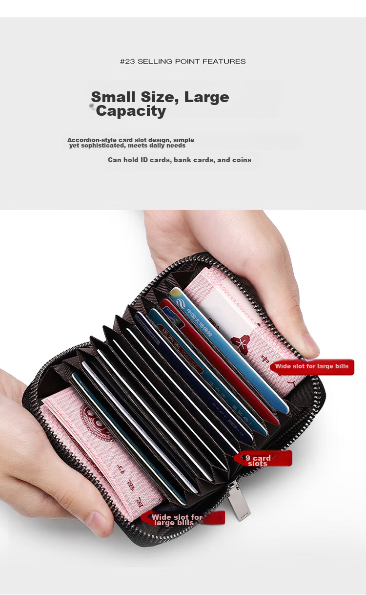 POLO Card Holder for Men, Multi-Card Accordion Wallet, Portable Coin Purse, Business Card Case, Gift Box Set, Birthday Present for Boyfriend 7