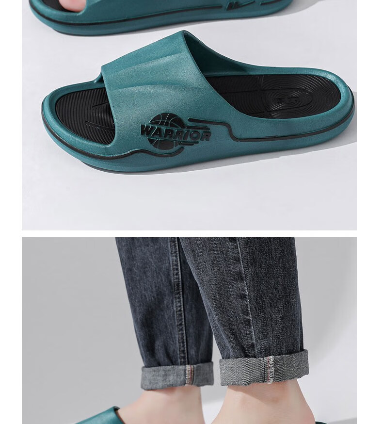 Huili Sports Slippers for Men, Indoor And Outdoor Wear, Comfortable Bathroom Soft Cushioning Non-Slip HL3986 Dark Green Black Size 44-45 26