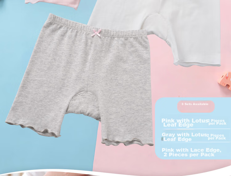 LangSha Children's Underwear, Girls' Safety Shorts, Cotton Anti-Exposure Underpants, Big Kids Boxer Briefs, 2-Pack, Pink And White, Size 130 2