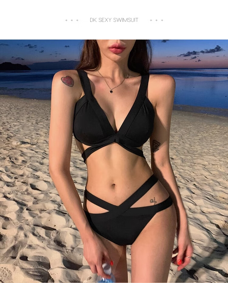 DK Women's New Bikini, Sexy Triangle Bikini, Korean Style Slimming Push-Up Two-Piece Swimsuit, Hot Spring Wear, M 3