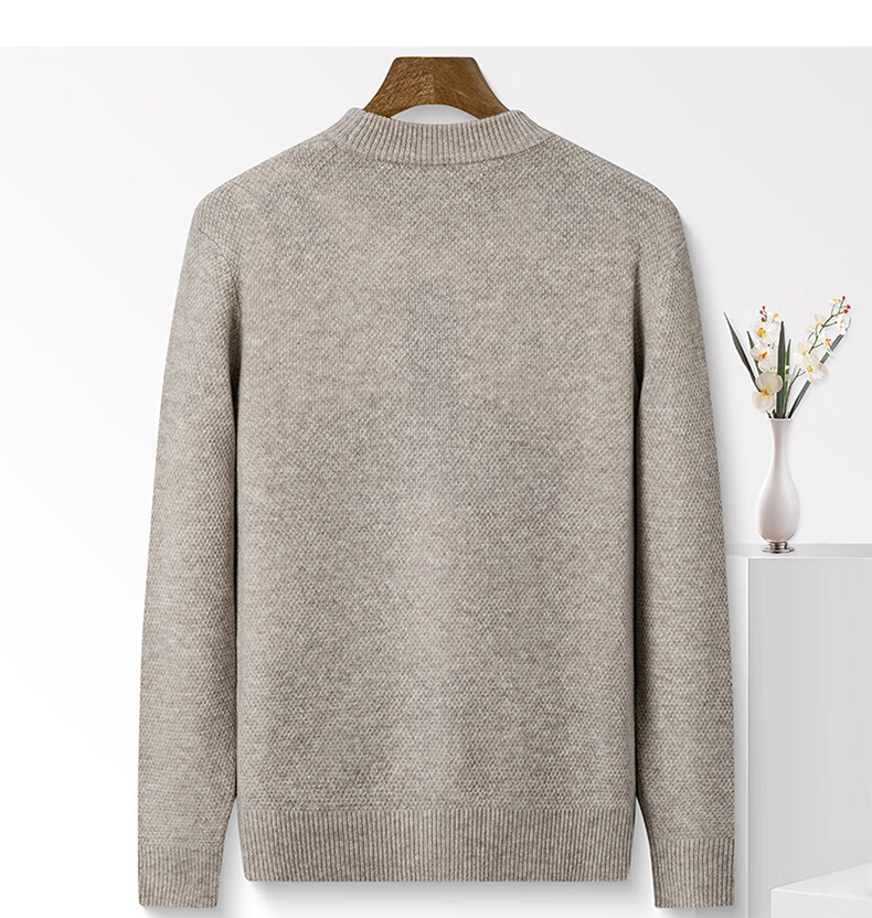 FIRS 100% Wool Sweater for Men [Thickened Version], Winter Warm Round Neck Pullover Knit Base Layer, Men's Clothing 11