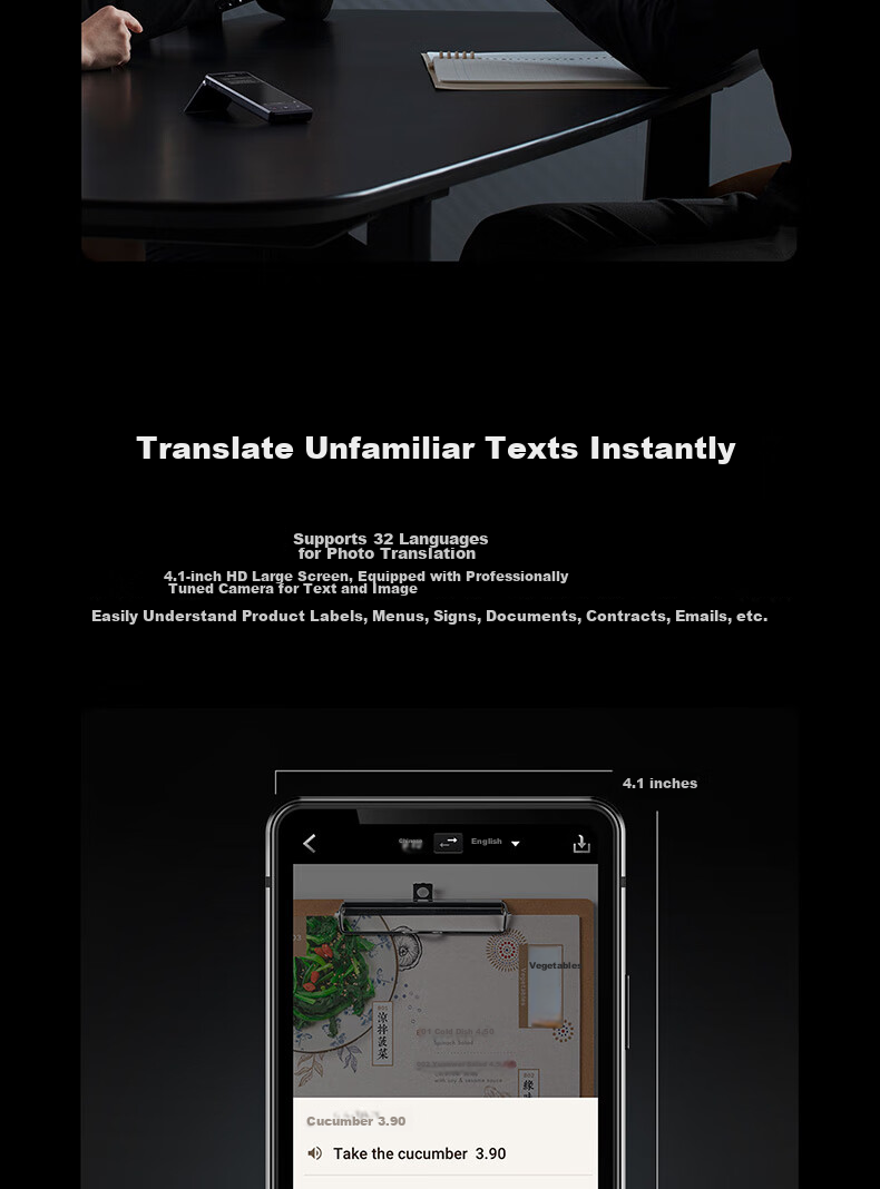 IFLYTEK Dual-Screen Translation Device, Multi-Language Offline Translator, Real-Time Translation Pen for Subtitles And Oral Communication While Traveling Abroad 7