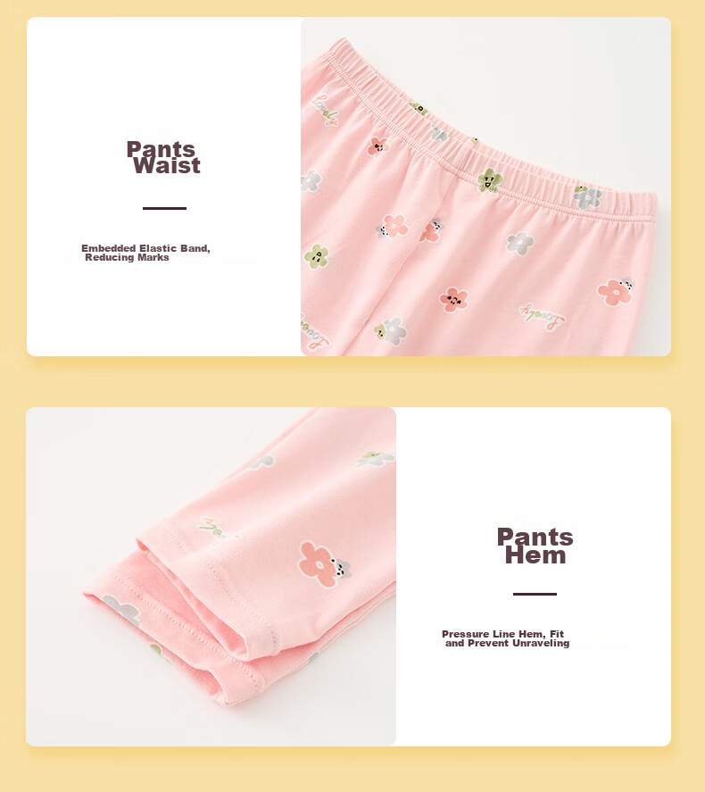 Fenteng Children's Thermal Underwear 7A Antibacterial Long Sleeve Pullover Autumn Pajama Set for Older Kids 53