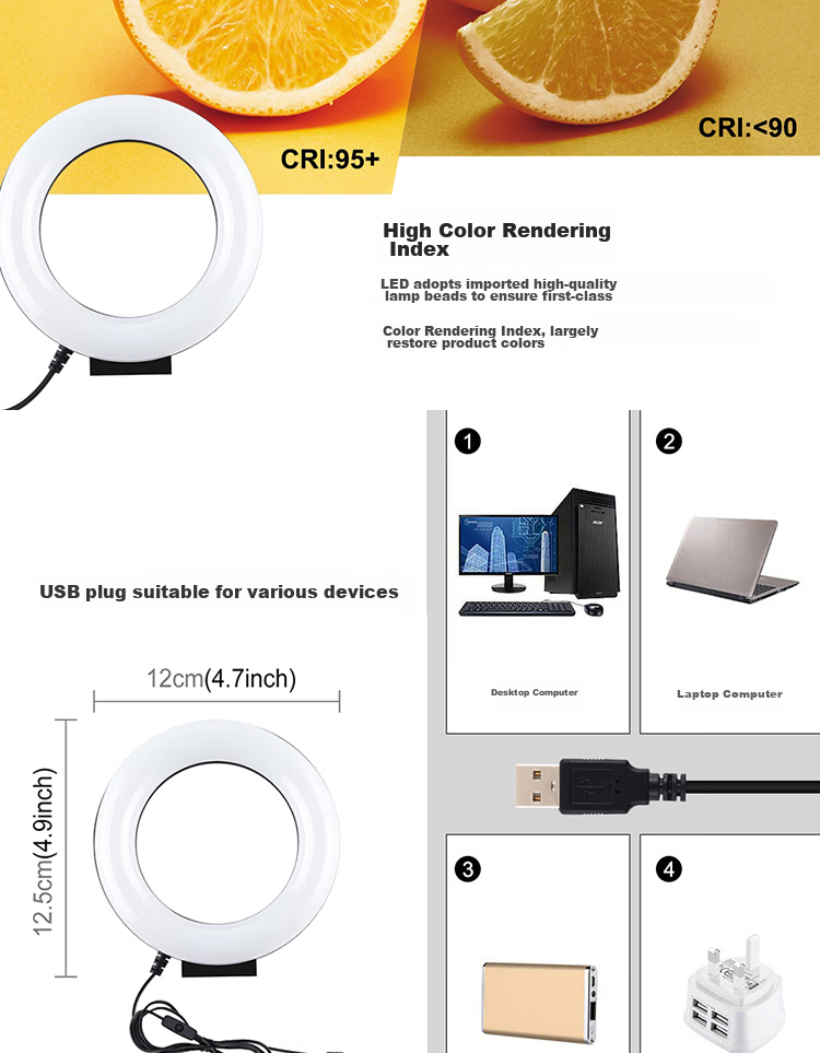 Pangniu 12cm White Light Single Color Temperature Ring Fill Light PU505B, Live Streaming Fill Light, Photography Continuous Light, Photography And Photo-Taking Light, LED Fill Light, Douyin Live Streaming Equipment 5