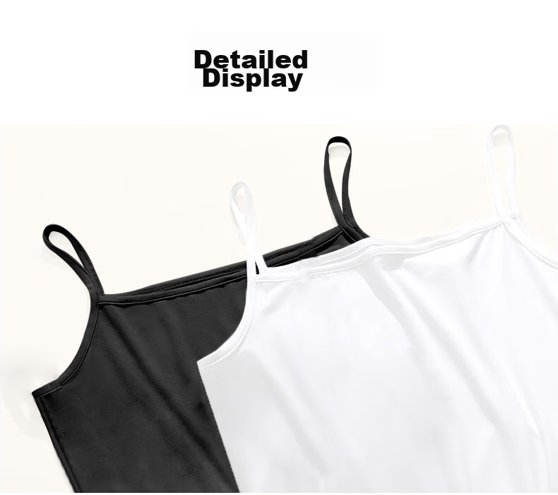 FitonTon, 2-Piece Modal Camisole Tank Top for Women, Thin Undershirt, Sweat-Absorbing And Breathable, Suitable for Outer Wear Or Inner Layering, White And Black 7