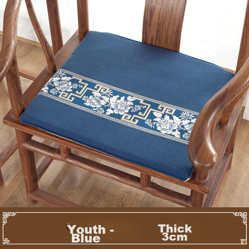 AVIVI Rosewood Chair Seat Cushion, Chinese-Style Sofa Seat Pad, Armchair Cushion, Wooden Tea Chair Pad, 45*40 Cm, Fenghua Blue
