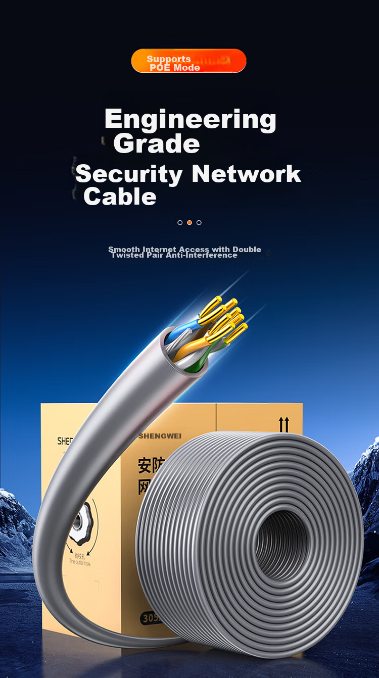 Shengwei CAT5e Ethernet Cable, Original Oxygen-Free Copper High-Speed Unshielded Support POE Power Supply, Home And Engineering Network Monitoring Wiring, 305 Meters, CSC5305E 3