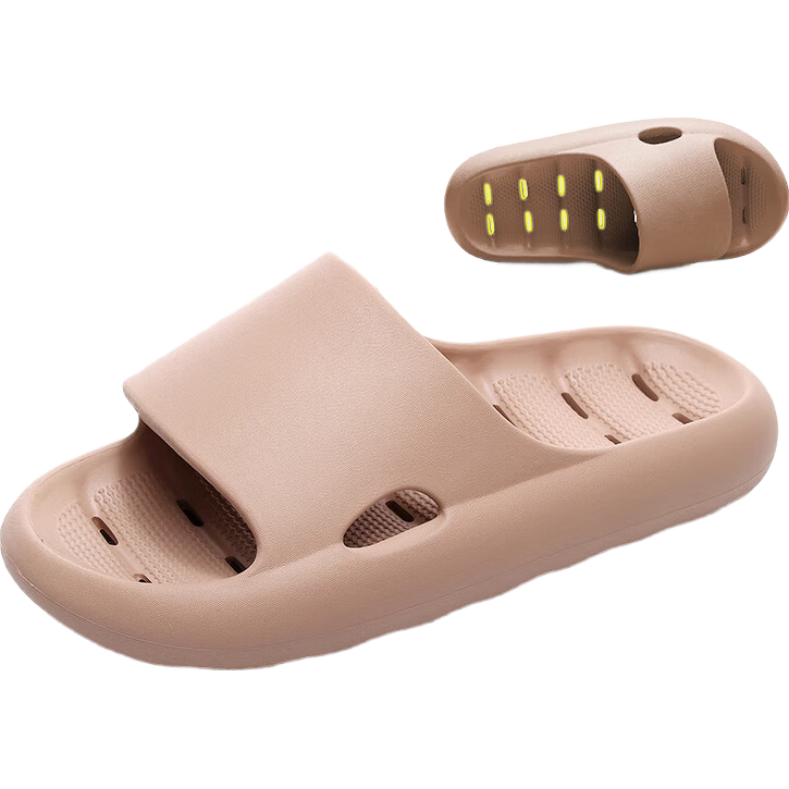 GUOLUOFEI Bathroom Water-Draining Slippers for Men And Women, Summer Hollow Thick-Soled Squishy Feeling Sandals for Women, 2188 Coffee Color, Size 40-41