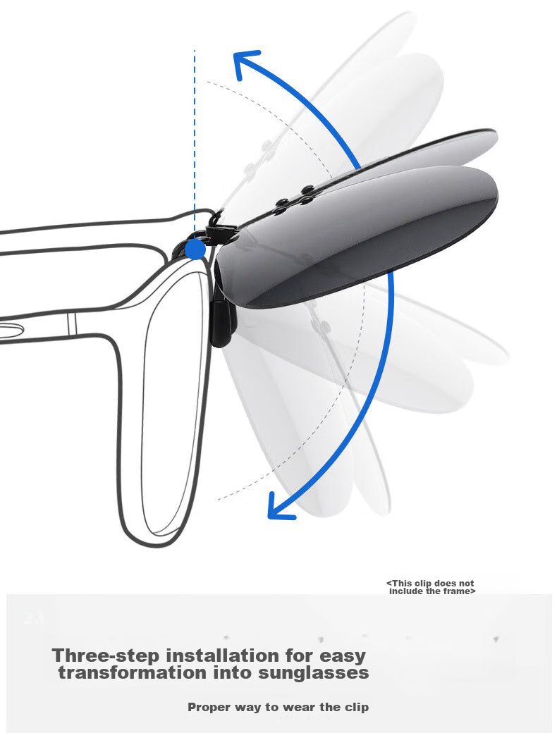 Baixiaoshe Myopia-Resistant GM Sunglasses Clip-Ons, 1 Pair [Sunglasses], Day And Night Use, Unisex for Driving 15