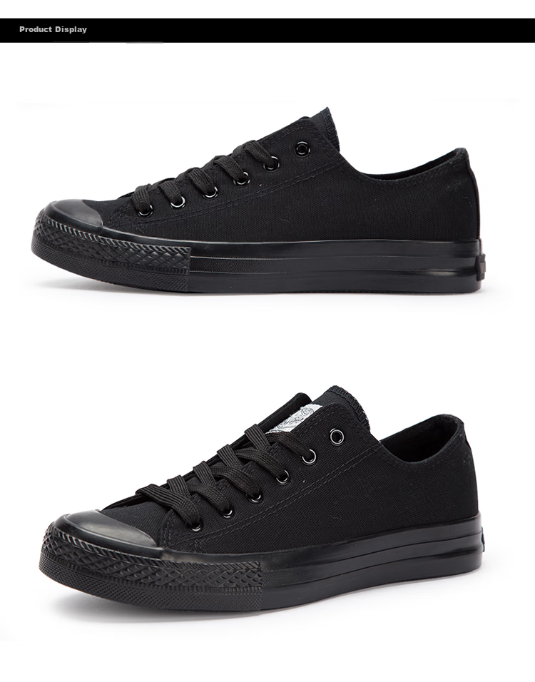 Warrior Canvas Shoes, Unisex Low-Top Casual Sneakers, Lace-Up Versatile Sports Shoes for Students, WXY-A007, Black, Size 39 4