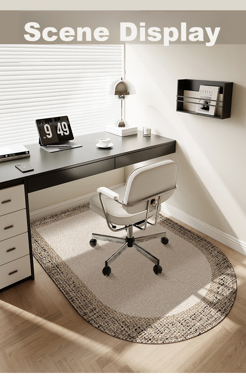 Ruien High-End Arched Computer Chair Floor Mat, Dressing Table Chair Foot Pad, Study Room Gaming Chair Swivel Chair, Desk Pad, 100 3