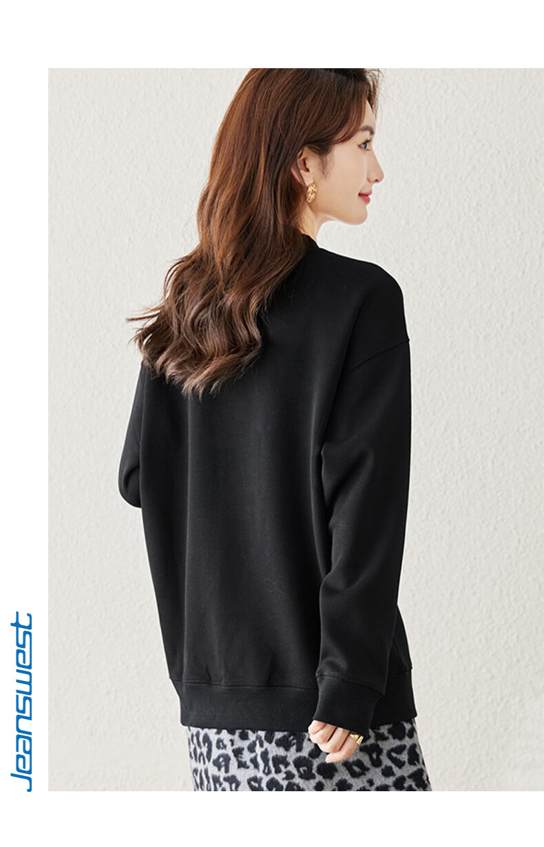 Jeanswest Women's Sweatshirt, Spring And Summer 2026, Fashionable Printed Design, Comfortable And Skin-Friendly, Loose-Fitting, Versatile Long-Sleeve Top, White, XL 9