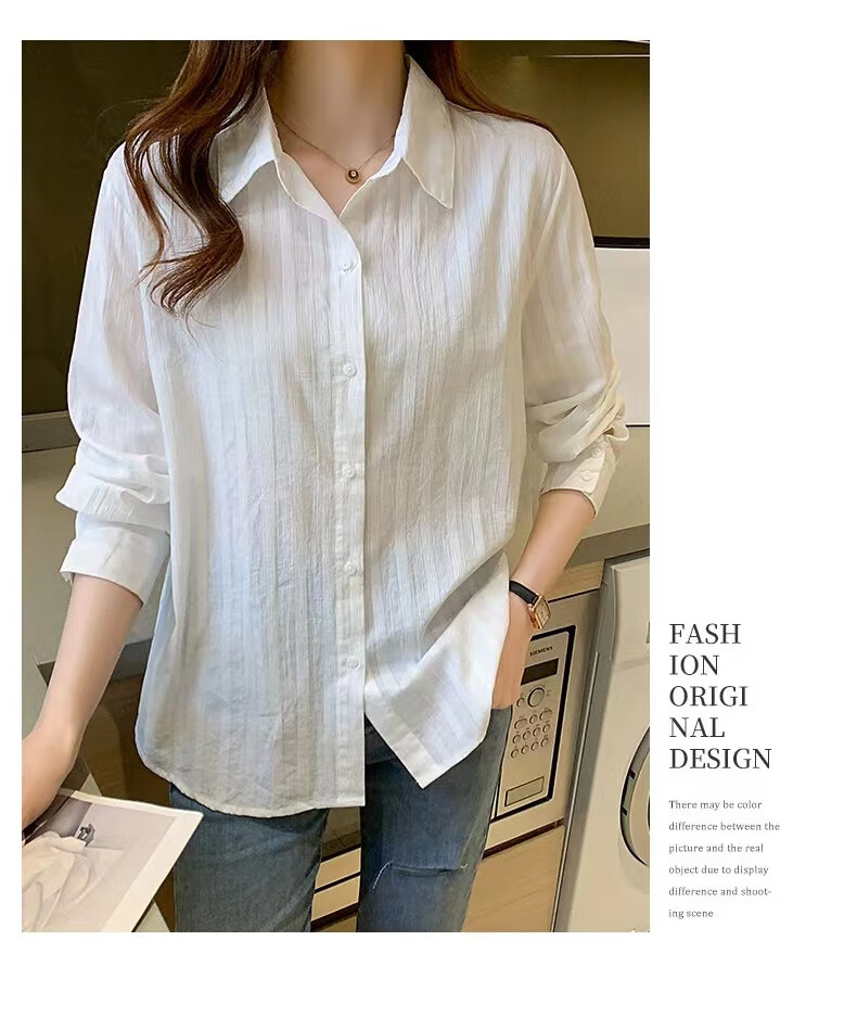 AOTUN Cotton Shirt for Women, Long Sleeve, Spring And Autumn Style, Casual Inner Wear Top AT3058, Picture Color, XL 9