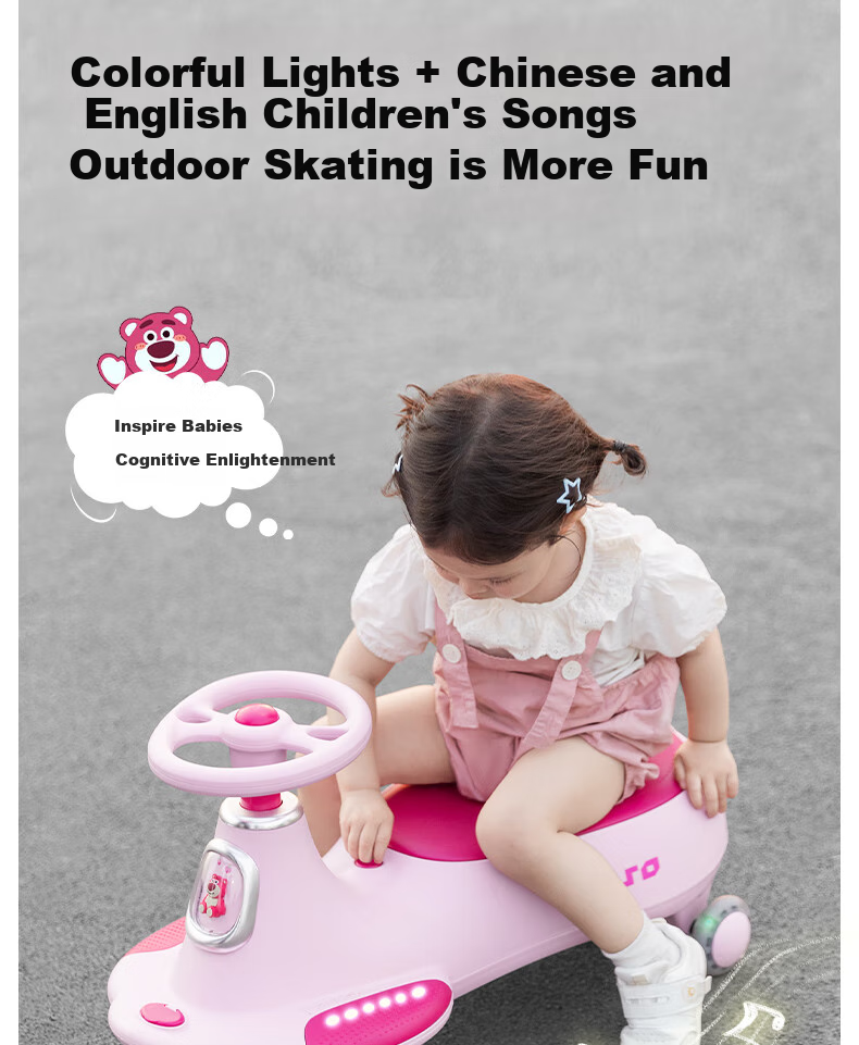 DISNEY Children's Twist Car for Ages 1-3 Anti-Rollover Baby Ride-On Car Adult-Friendly Two-Seater Birthday Gift 11