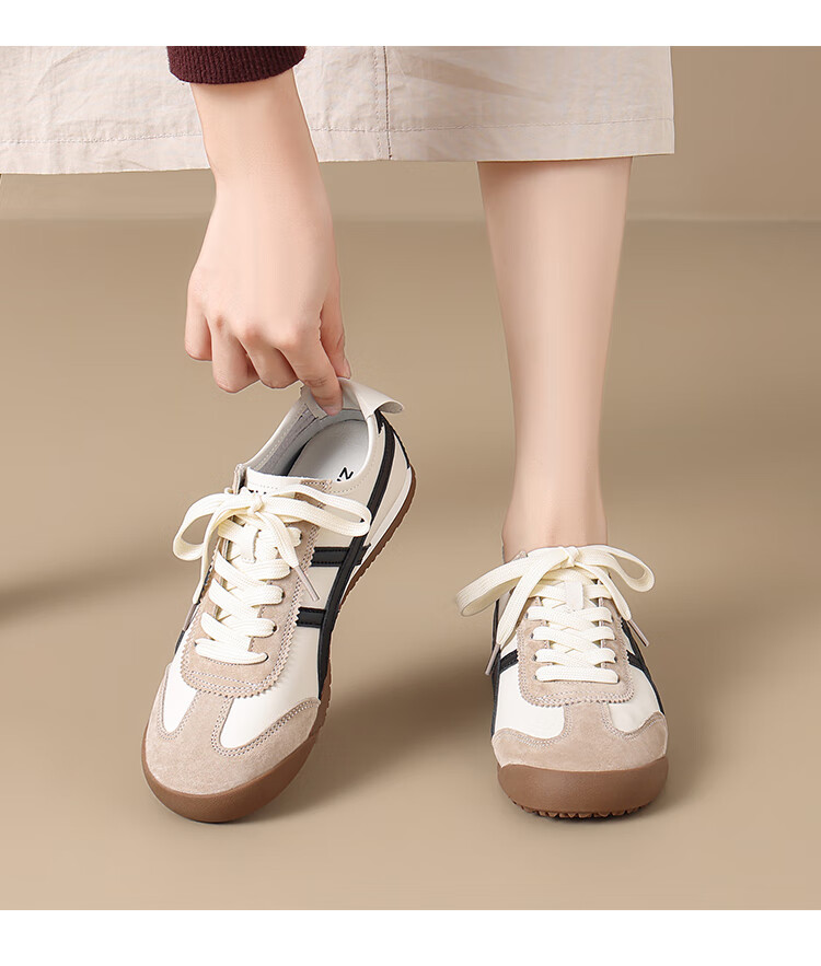ZHR Ballet Flats for Women, Versatile Lightweight Sports Shoes, Comfortable Flat Casual Shoes, Thin-Soled Genuine Leather Forrest Gump White Sneakers 12