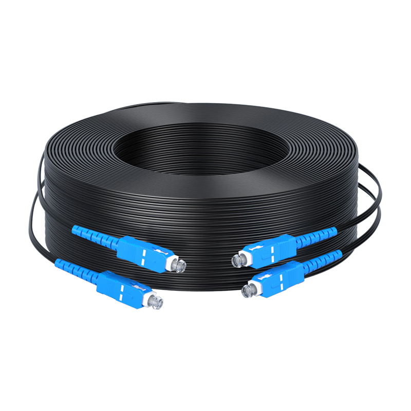 Guanghang Telecom Grade Outdoor Fiber Optic Patch Cable SC-SC Indoor Single Mode Duplex 100m 2-Core 2-Steel Wire Low Smoke Zero Halogen Fiber Drop Cable GH-SCSC-2100
