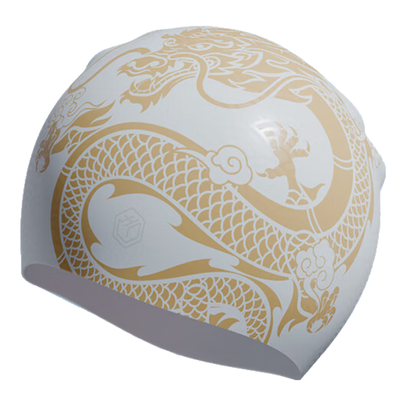 JD Original Swimming Cap with Printed Design, Silicone Cap for Adults, Unisex High-Elastic Ear Protection, Long Hair-Friendly Non-Binding Swim Cap, Flying Dragon Riding Cloud Desig