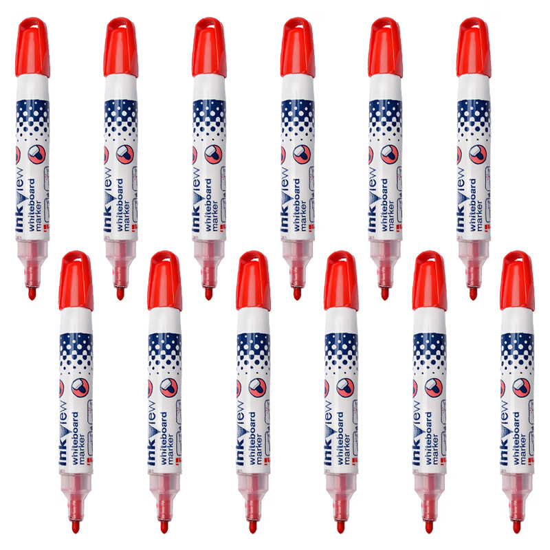 Uni Mitsubishi Erasable Whiteboard Marker Pen PWB-202 Office Stationery Children's Marker Pen, 1.8mm-2.2mm Red, Pack of 12