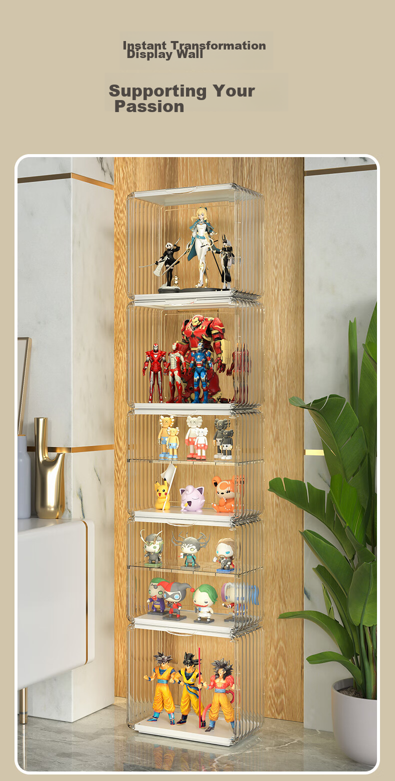 JEKO&JEKO Action Figure Storage Box, Labubu Transparent Blind Box Display Case, Toy Trendy Display Stand, Desktop Model Storage Cabinet 10