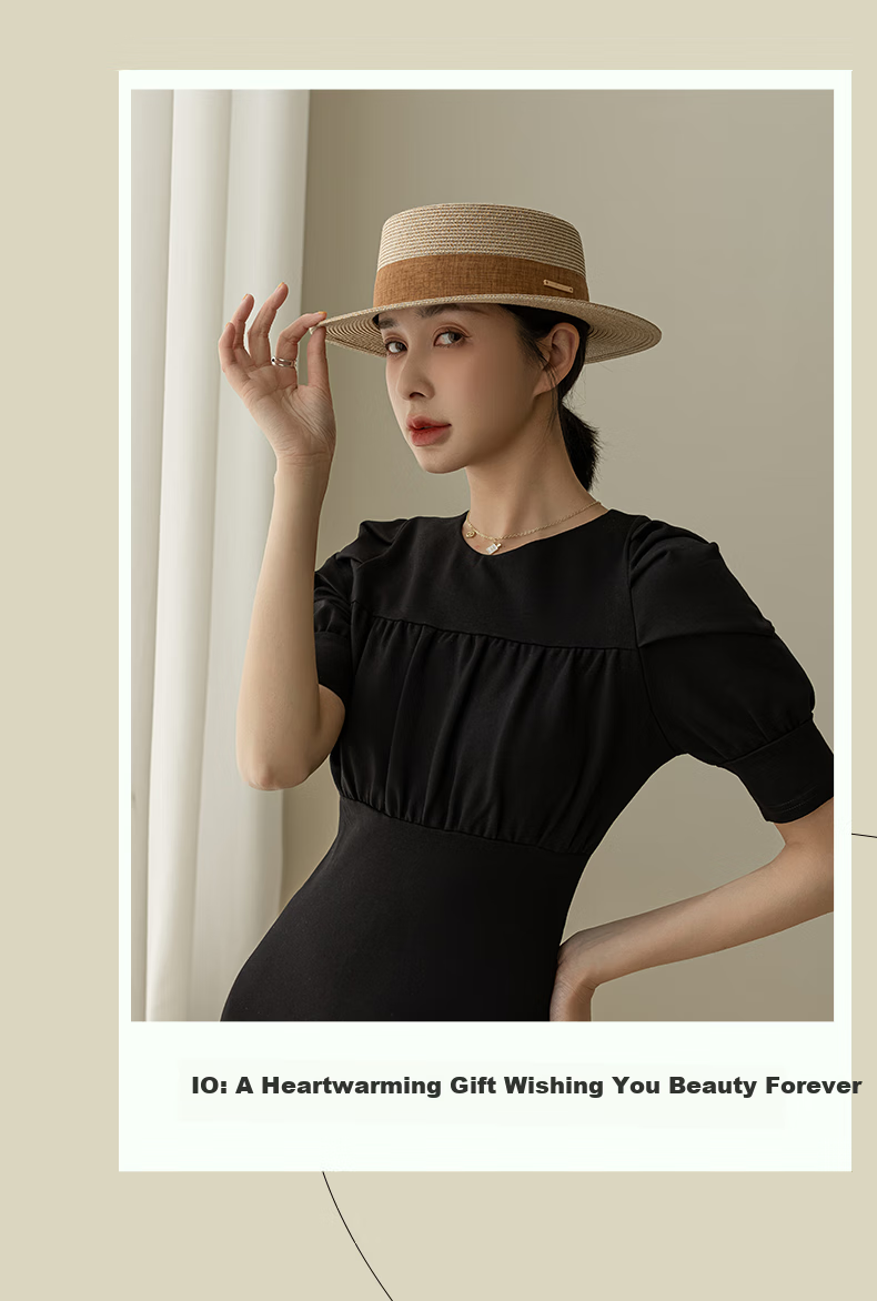 FANCET Flat-Top Straw Hat for Women, Summer Lightweight Luxury Elegant Sun Hat, Beach Vacation Sandal Straw Hat, Japanese-Style Woven Straw Hat 11