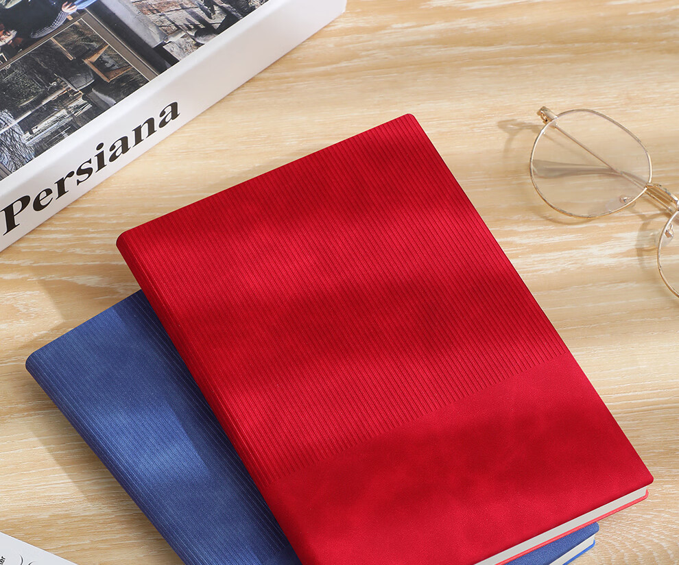 Zuolanzhe B5 Business Notebook, Stylish Customizable Soft Leather Cover Journal, Thick Stationery Notebook, Diary, Work Log, Meeting Record Book, Red 15