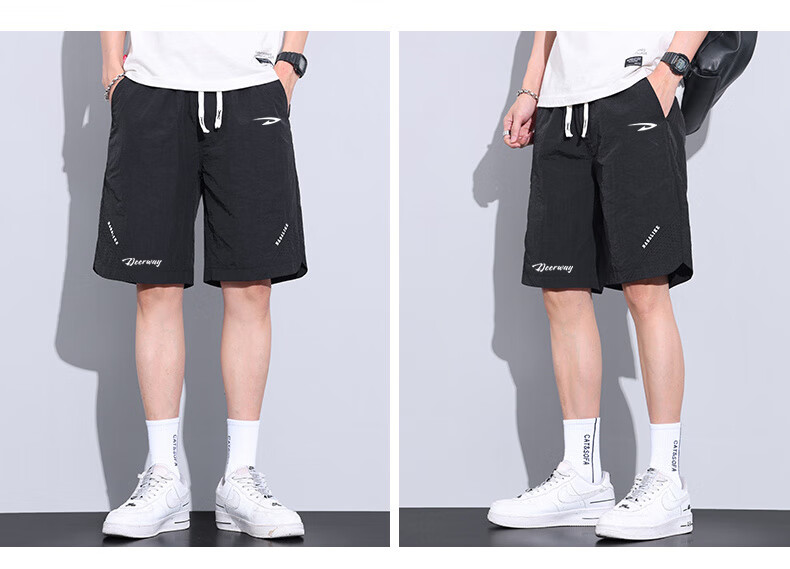 DEERWAY Men's Shorts, Casual Mid-Length Pants, Knee-Length Shorts, Summer Sports Loose-Fitting Pants for Young And Middle-Aged Outdoor Quick-Dry Trousers, Black, 4XL 8