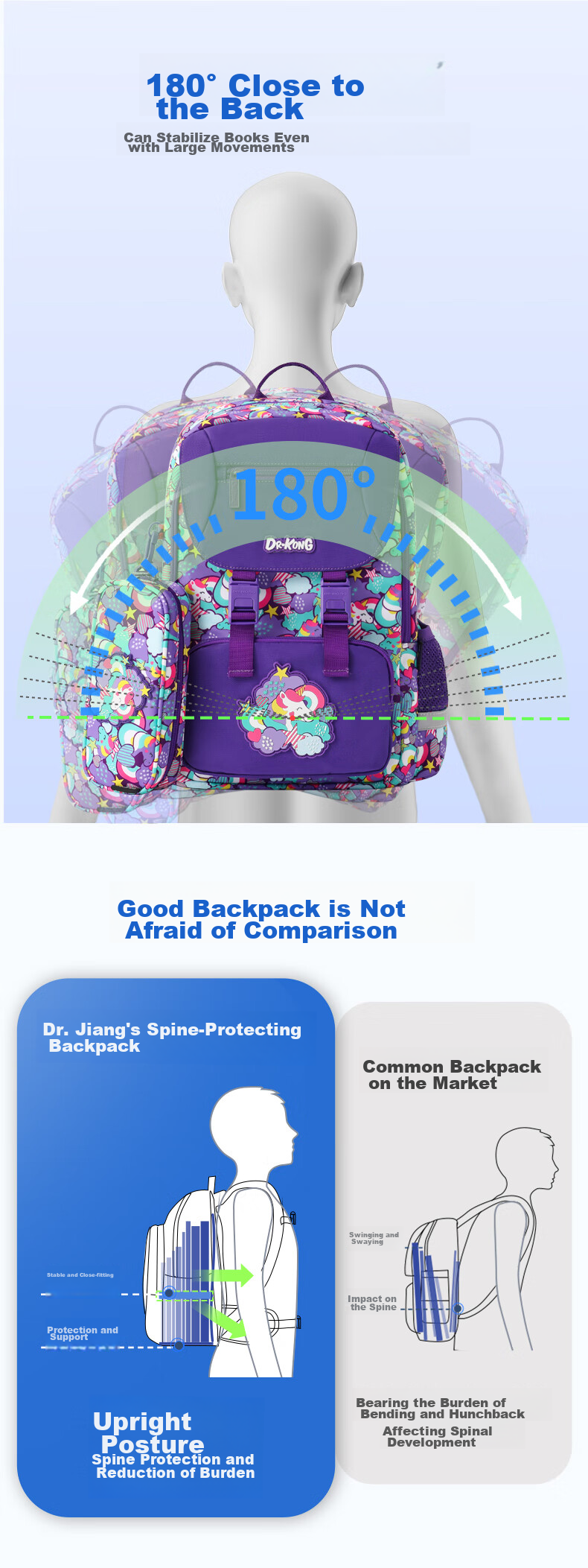 DR·KONG Backpack for Girls, Elementary School Students Grades 3-6, Children's Spine-Protecting Lightweight Large-Capacity Backpack, Convenient Shoulder Bag 15