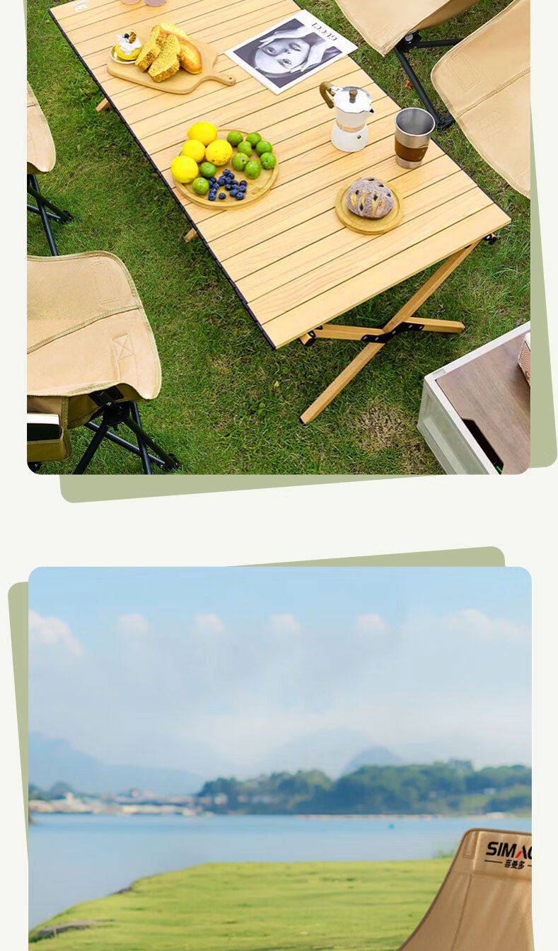 SIMAGO Outdoor Folding Chair Camping Chair Lounge Chair Portable Folding Moon Chair High Backrest Khaki XMDYLY 14