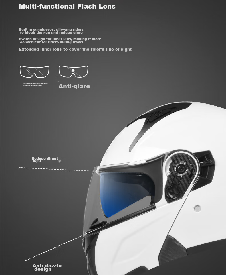 AD Motorcycle Flip-Up Helmet, 3C Certified, Unisex All-Season Flip-Up Helmet, Class A Winter Anti-Fog Motorcycle Full Helmet, Summer Electric Scooter Safety Helmet, K9 White 15