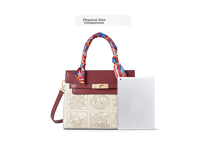 TUCANO Women's Handbag, Cowhide Leather Tote Bag, Chinese Style Embroidery, Mom Bag, Light Luxury Large Capacity Shoulder Crossbody Birthday 520 Gift 12
