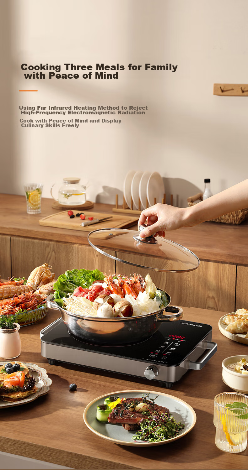 Joyoung Ceramic Induction Cooker, 2200W High Power, Household Hot Pot Stove with Low Radiation, Rotating Temperature Control, Compatible with Multiple Cookware, H22-X3 5