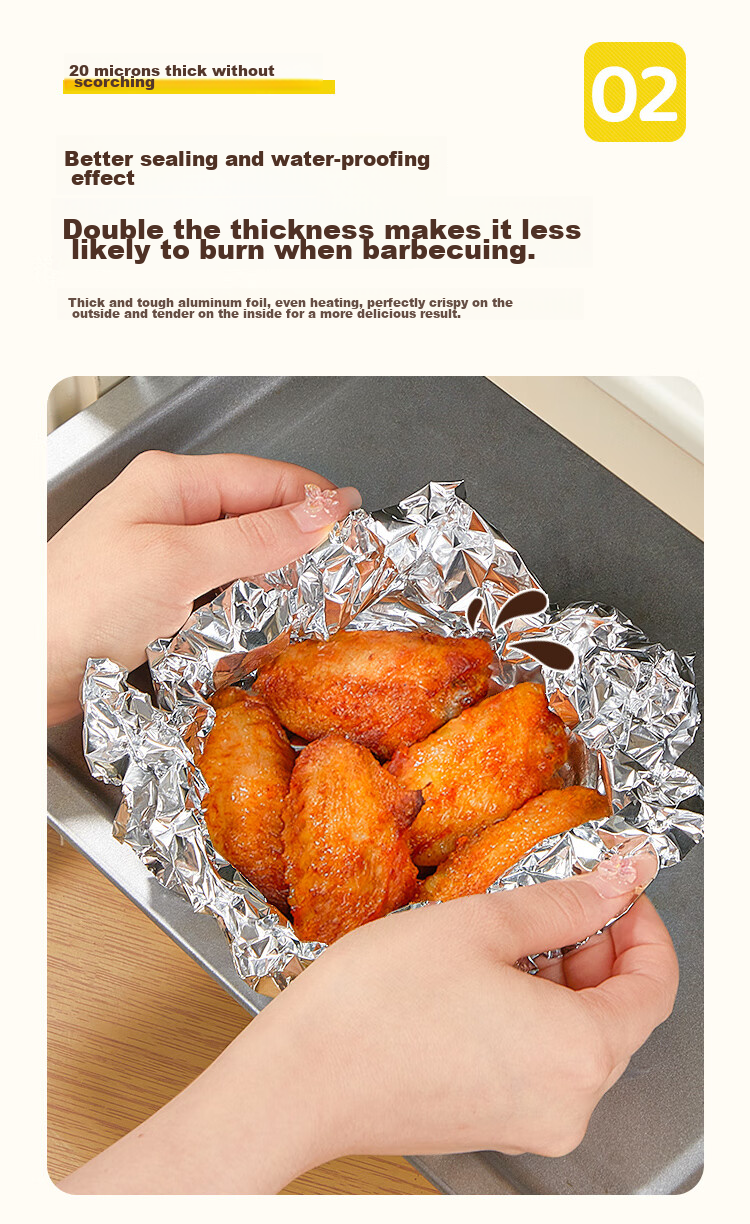 YOUAO Extra Thick Large Aluminum Foil Roll [20 Microns], 100m×38cm, for Air Fryer, Oven, Barbecue, Baking, Commercial Use 4