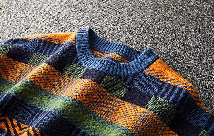 Dme [Color Block Knit Sweater] Spring And Autumn Commuter Round Neck Loose Drop Shoulder Long Sleeve Slightly Stretchy Women's Sweater, Orange, Size S 8