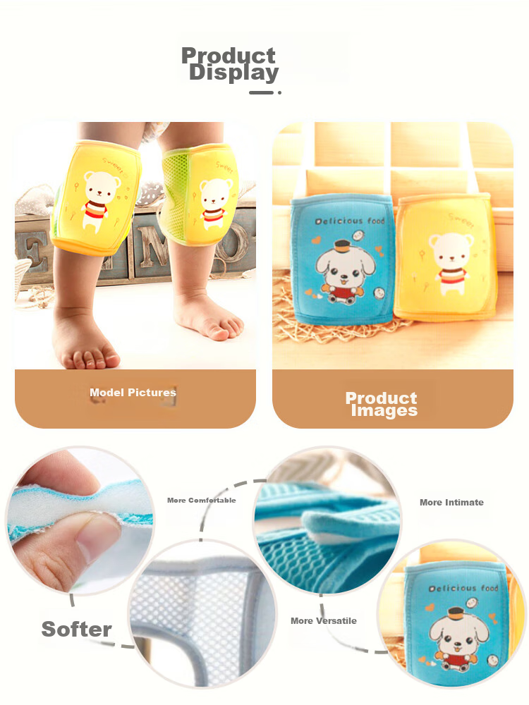 9i9 Baby Knee Pads Crawling Anti-Fall Elbow Guards Breathable Mesh Non-Slip Toddler Walking Protection 2 Pairs A99 13