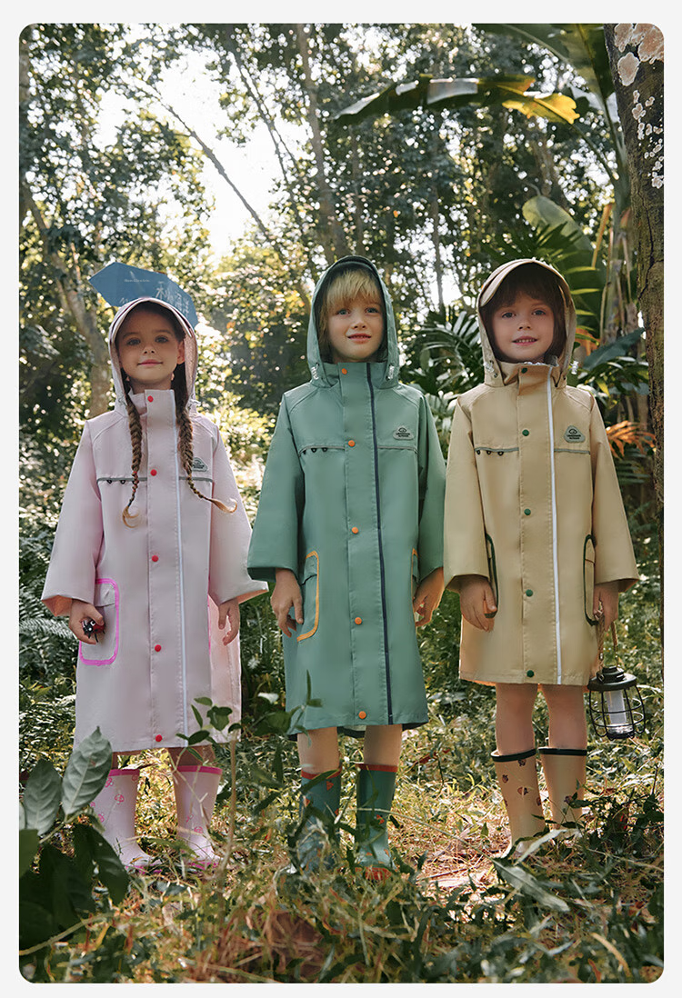 Lemonkid Children's Raincoat with Detachable Brim, School Raincoat for Boys And Girls, with Backpack Space, Full-Body Raincoat for Elementary School Students 17