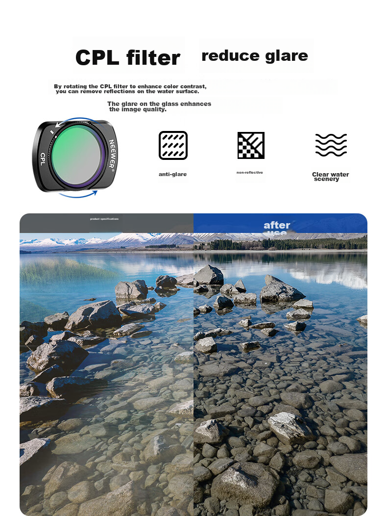 NEEWER Filter Kit for DJI Pocket 4/3 Camera, Magnetic Quick-Release Filters, Blue Brushed Filters, 8-Line Starry Filters, 1/4 Black Soft Anti-Light Pollution Filters 6