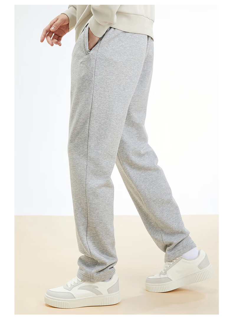 Anta Fleece-Lined Men's Straight-Leg Sweatpants Knitted Outdoor Running Warm Casual Pants for Men 23
