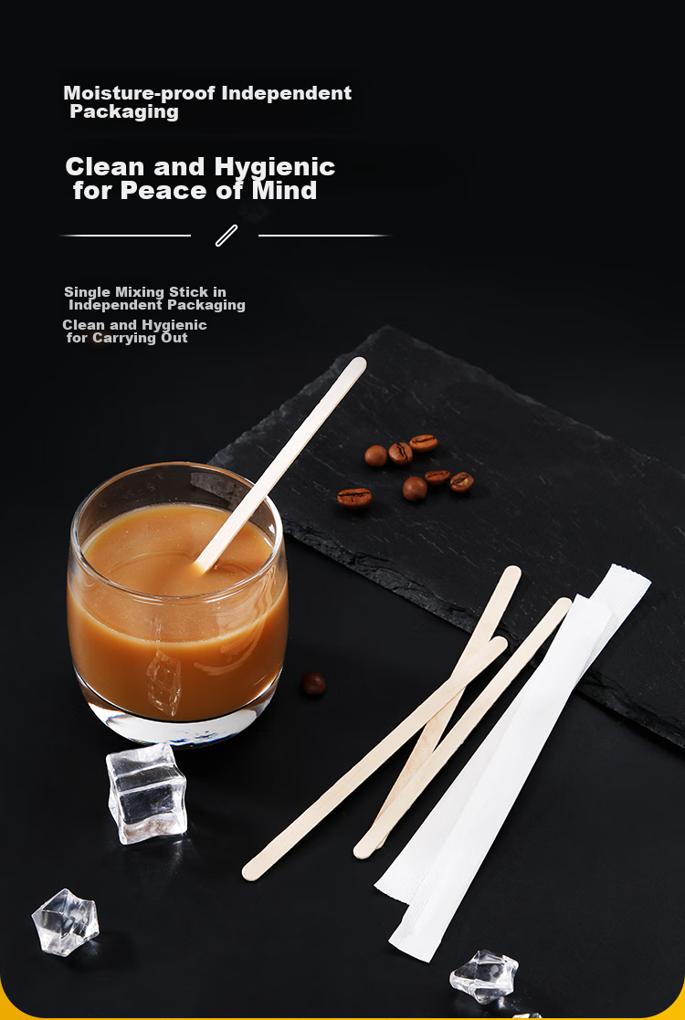 SHUANG YU Disposable Coffee Stirrers [500 Pieces, 14cm], Wooden Biodegradable Individually Wrapped 3